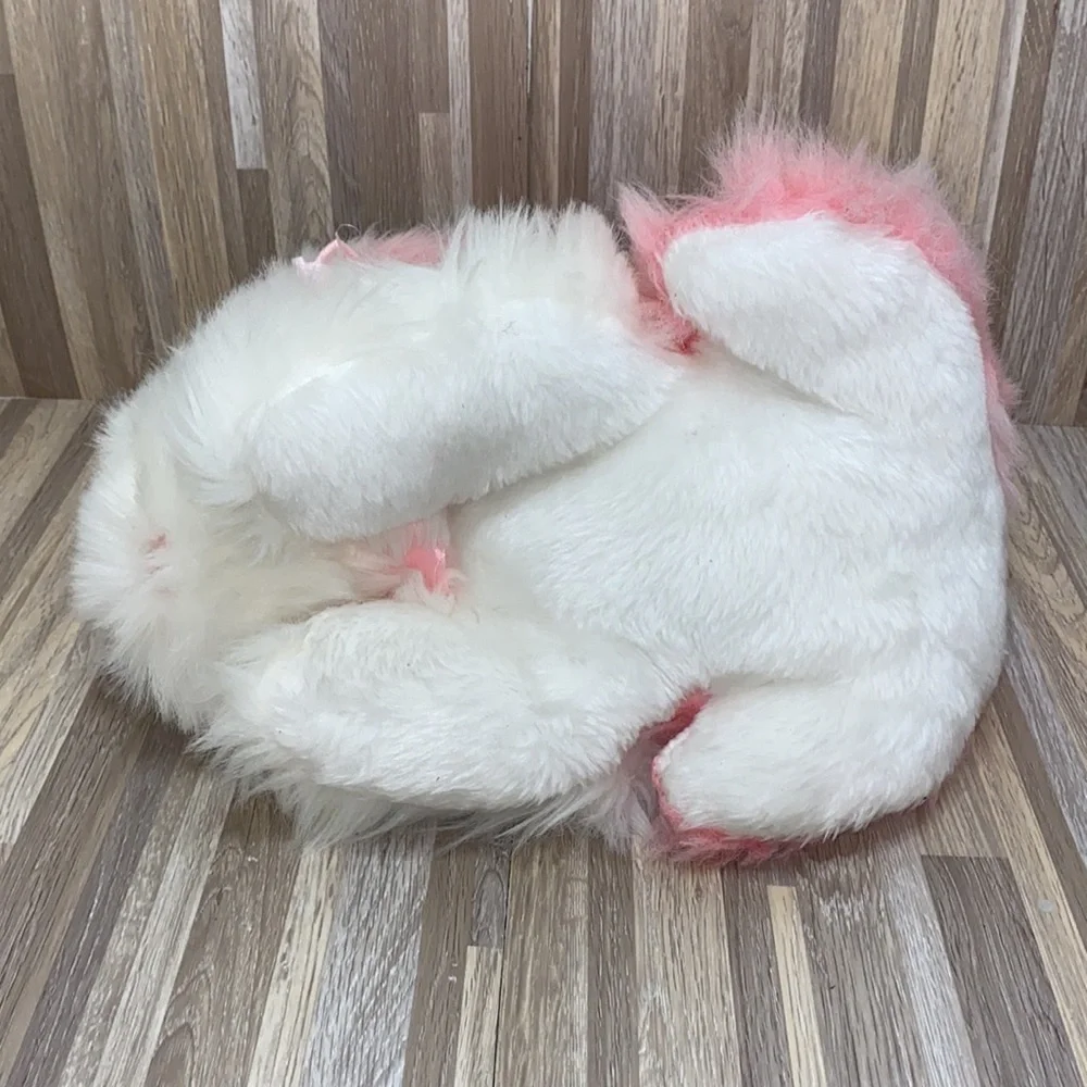 Pink Easter Bunny plush stuffed animal Easter basket filler fluffy plush vintage